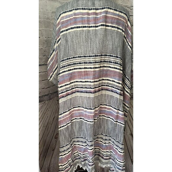 American Eagle Kimono Cover Up Open Front Caridgan Longline Boho Fringe One Size - Picture 7 of 7